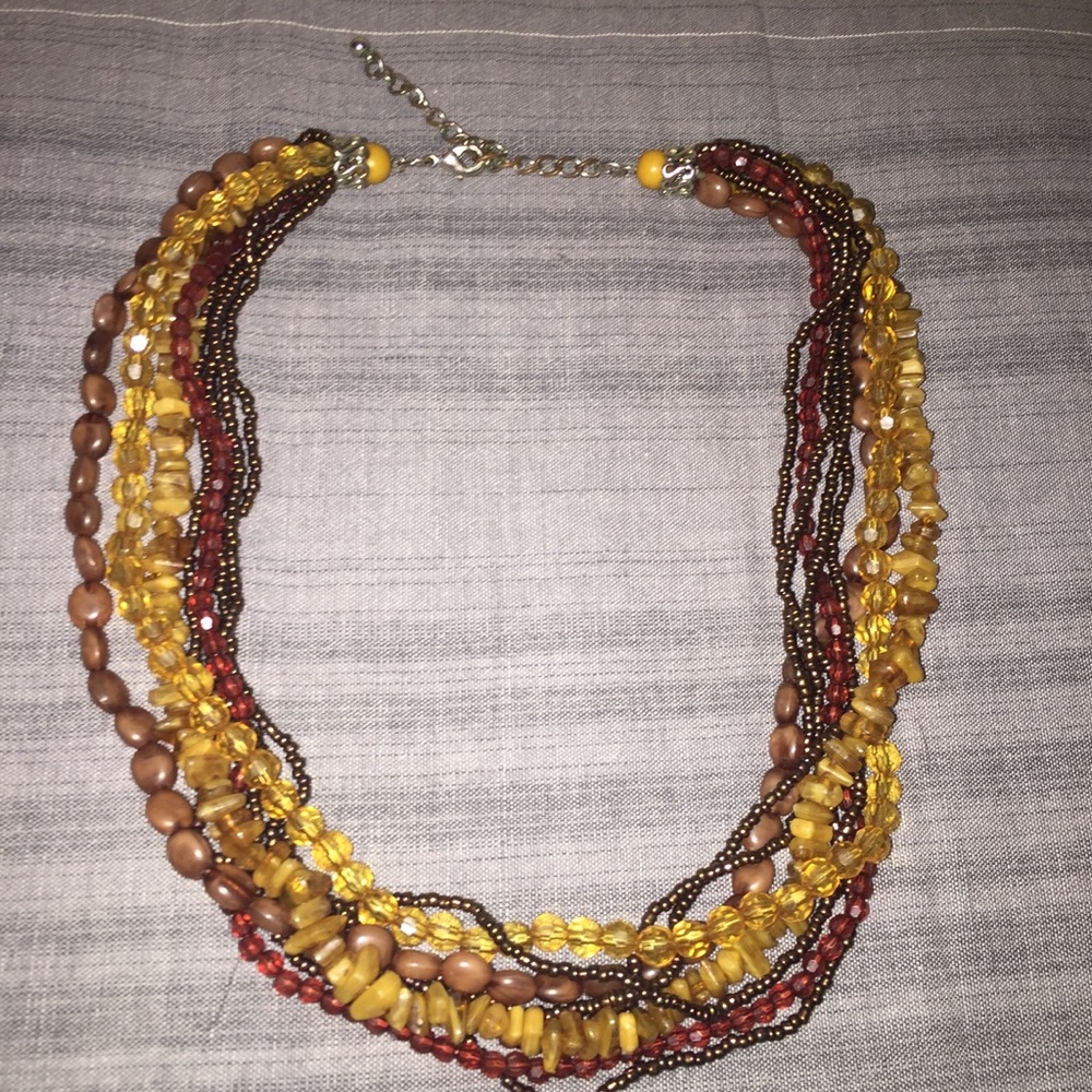 Contemporary Amber-like Multi-layer Necklace